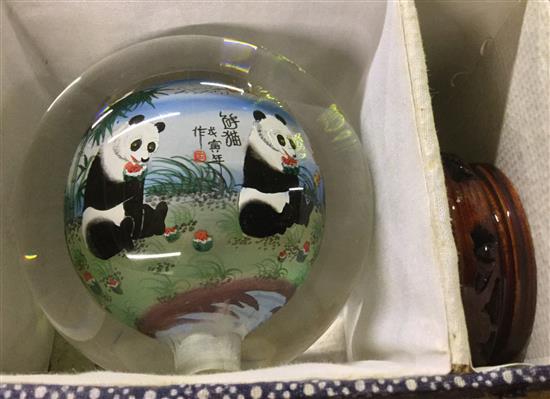 Chinese globe, painted inside with a panda